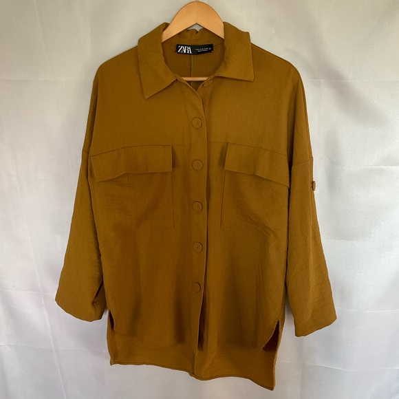 Zara Lightweight Ribbed Oversized Shacket - Picture 3 of 8